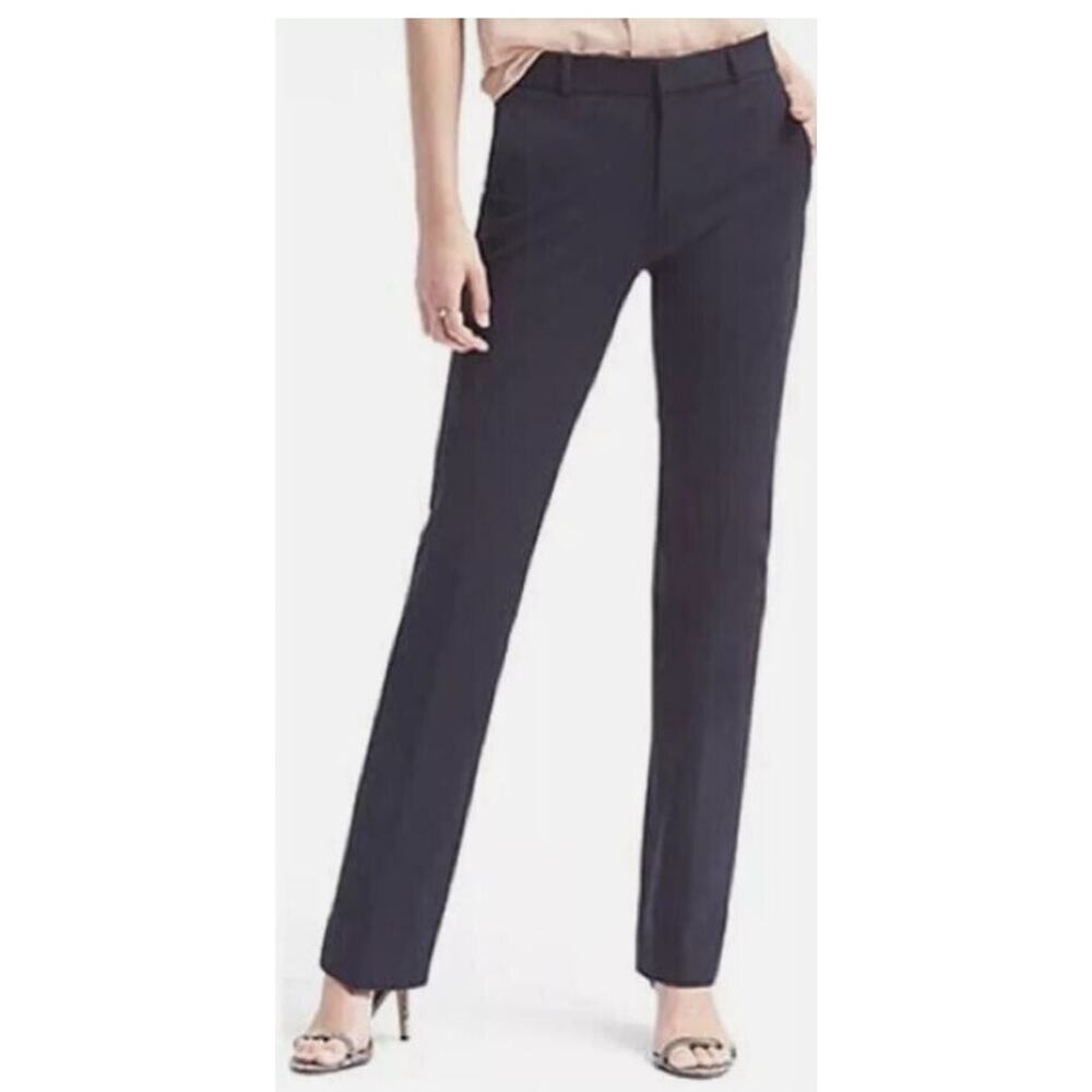 Banana Republic Logan Trouser Pant Women's 14 Navy Blue Stretch Cotton Pockets